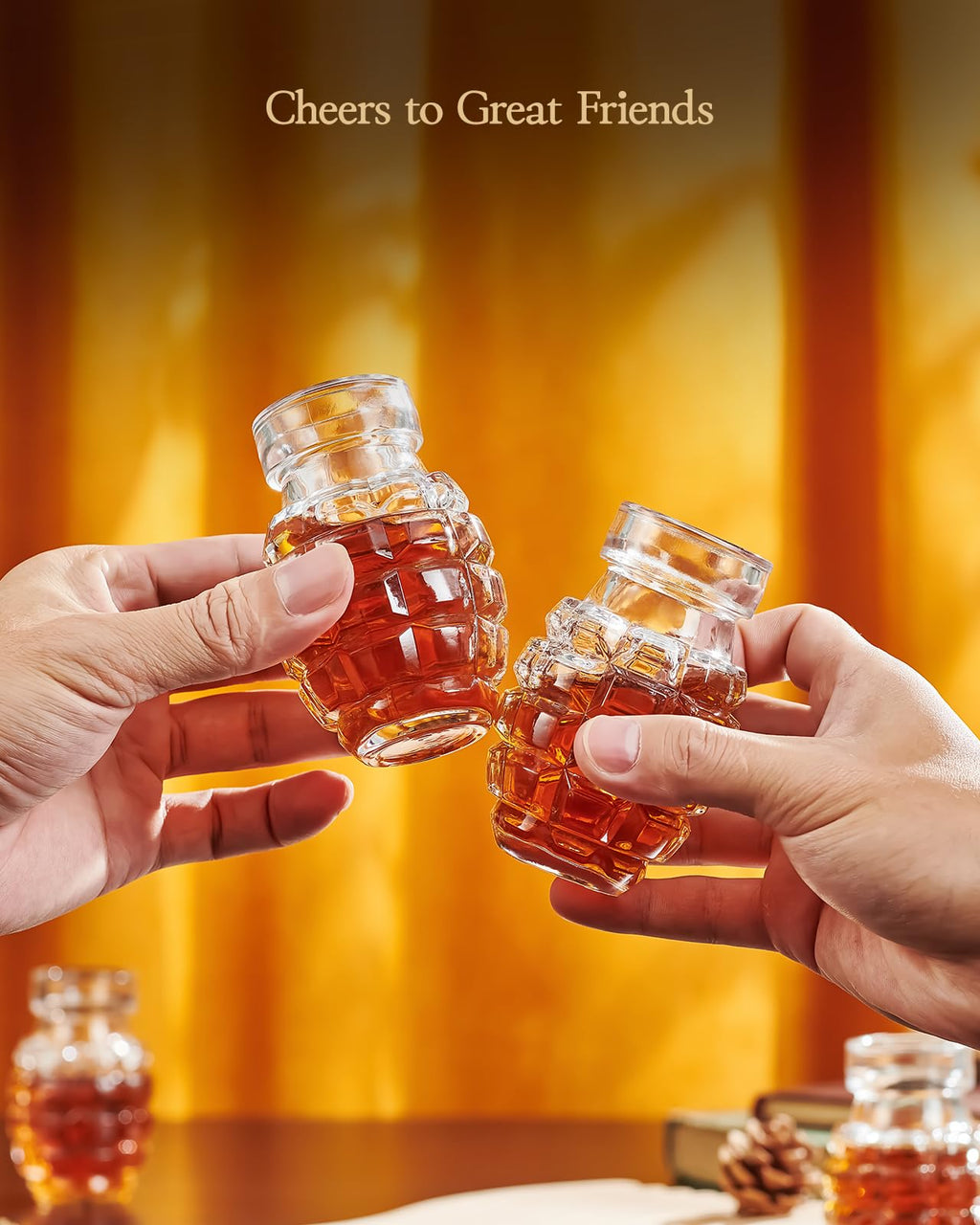 Kollea Grenade Shaped Shot Glass Set, 4 Pcs 3.7 Oz Heavy-Base Cups