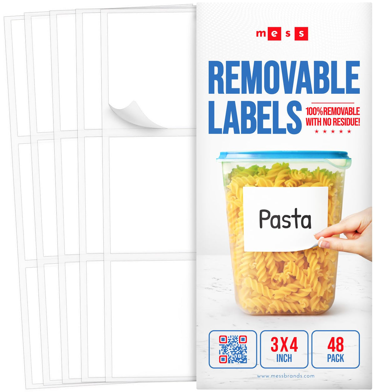 Removable Dry Erase Labels 3x4 in 48 Pk - Jars Bins Fridge and Freezer