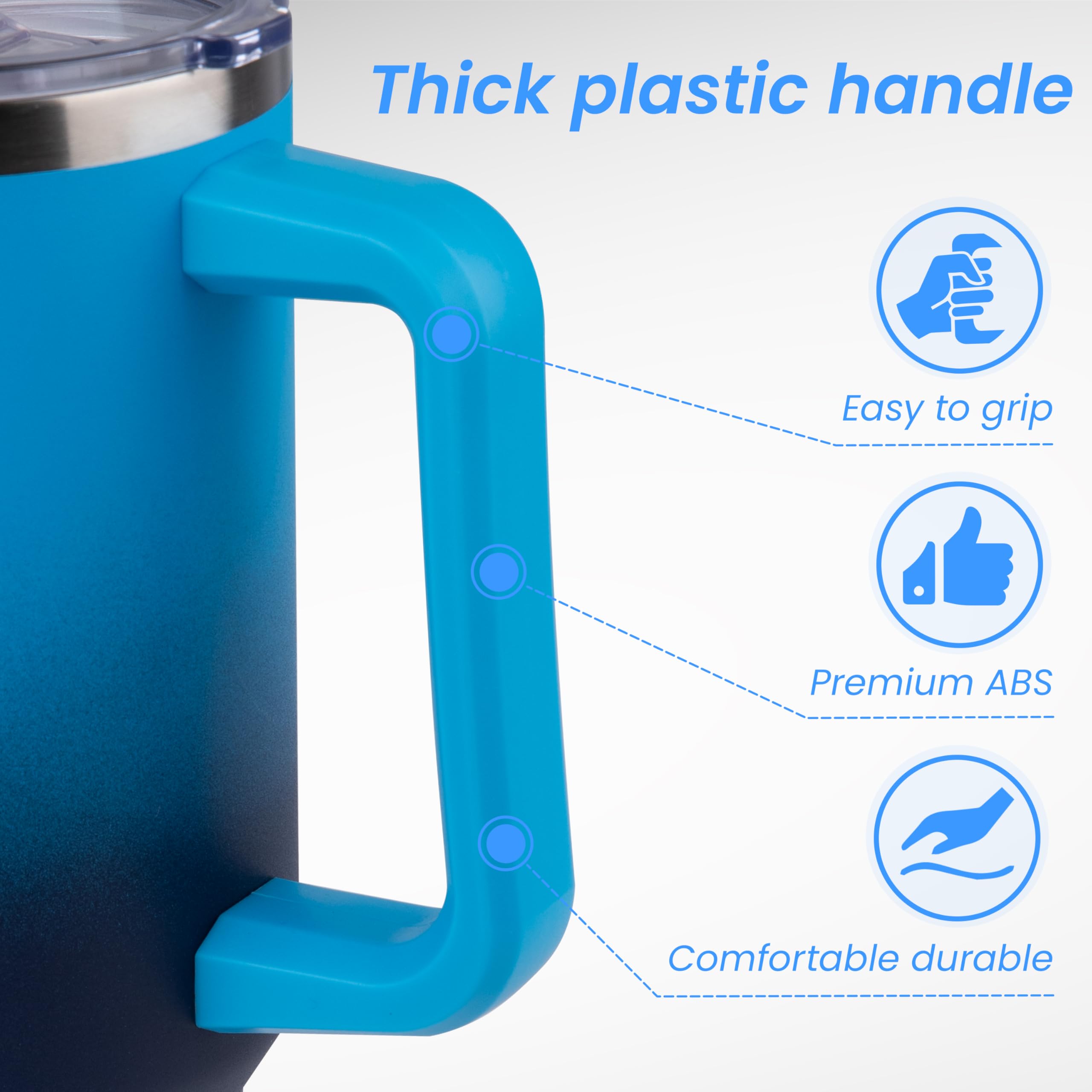 DOMICARE 40 oz Tumbler with Handle and Straw, Stainless Steel Tumbler with Lid and Straw, Reusable Vacuum Insulated Cup, Travel Coffee Mug, Blue Gradient, 4Pack