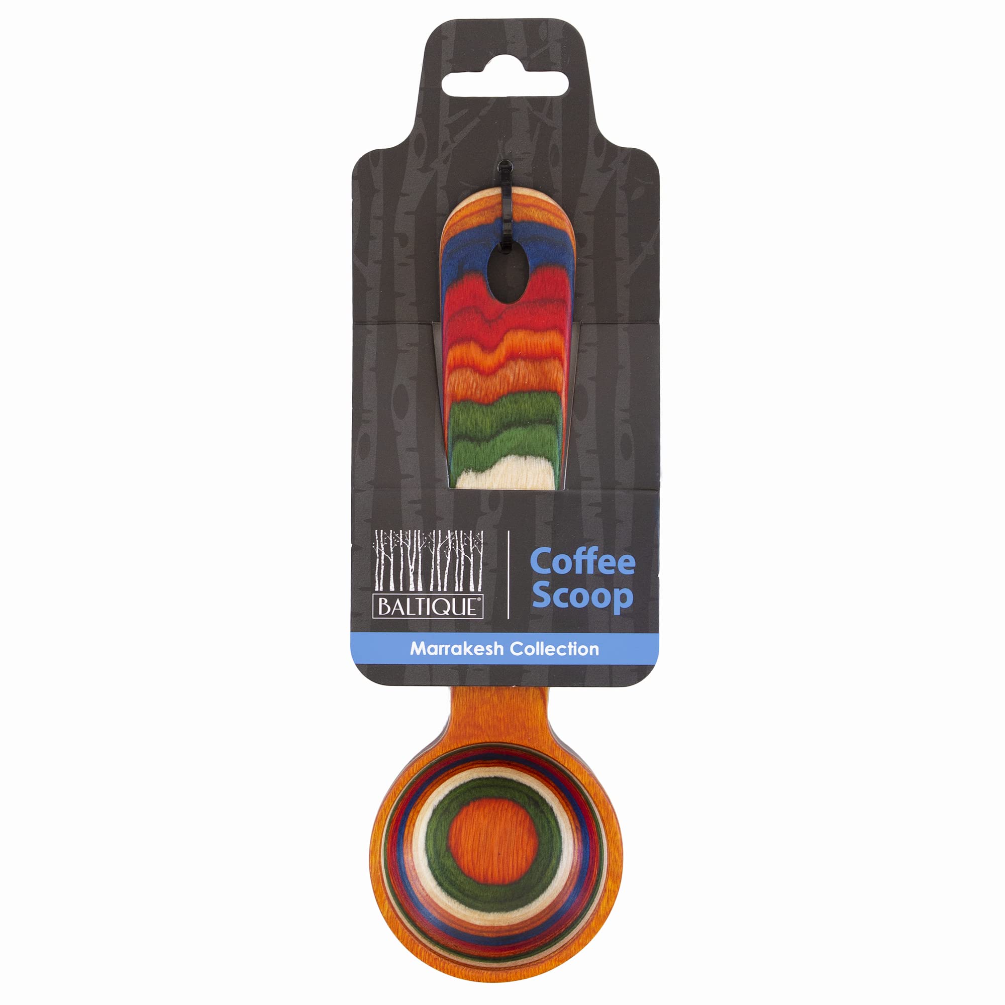 Baltique Marrakesh Collection Wooden Coffee Scoop – Colorful Birch Wood Reusable Scoop for Ground Coffee, Protein Powder & More