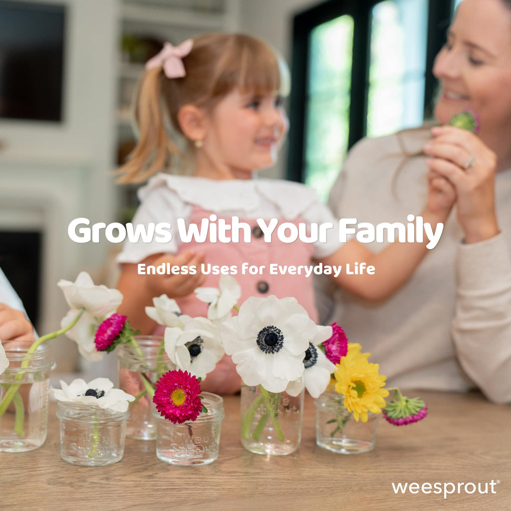 WeeSprout Glass Baby Food Storage Jars w/Lids (4 oz, 6 Pack Set) Snack, Puree, Reusable Small Containers, Breast Milk, Fridge or Freezer, Microwave & Dishwasher Safe, Essential Must Have for Infants