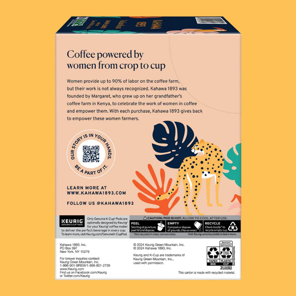 Kahawa 1893 Medium Roast Coffee K-Cup Pods Safari Blend (20 Count)