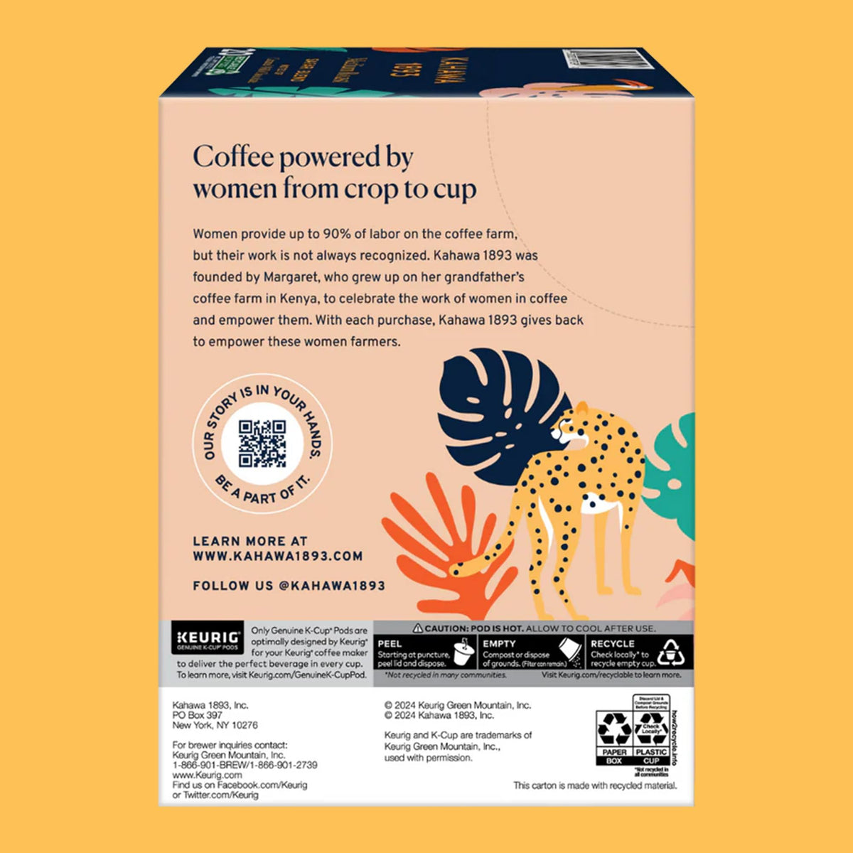 Kahawa 1893 Medium Roast Coffee K-Cup Pods Safari Blend (20 Count)