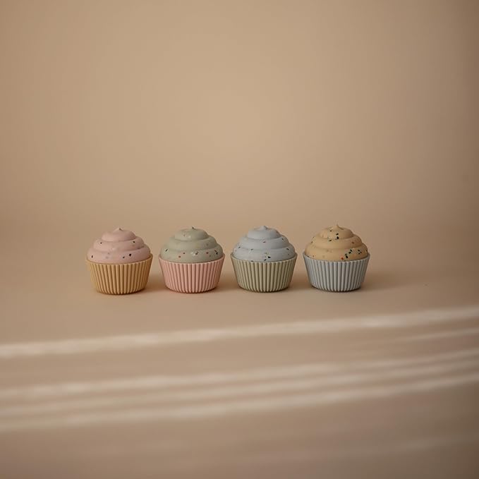 mushie Silicone Mix and Match Cupcake Toy 4 Pack | Mold Free