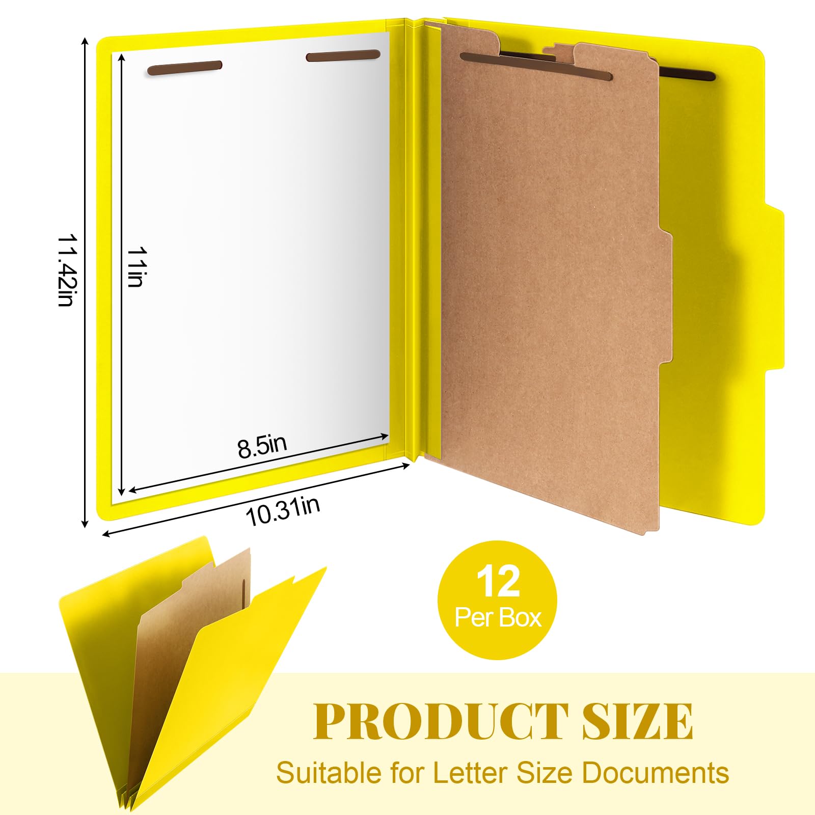 Skyygemm 12 Pcs Classification Folder Letter Size, 1 Divider,Yellow