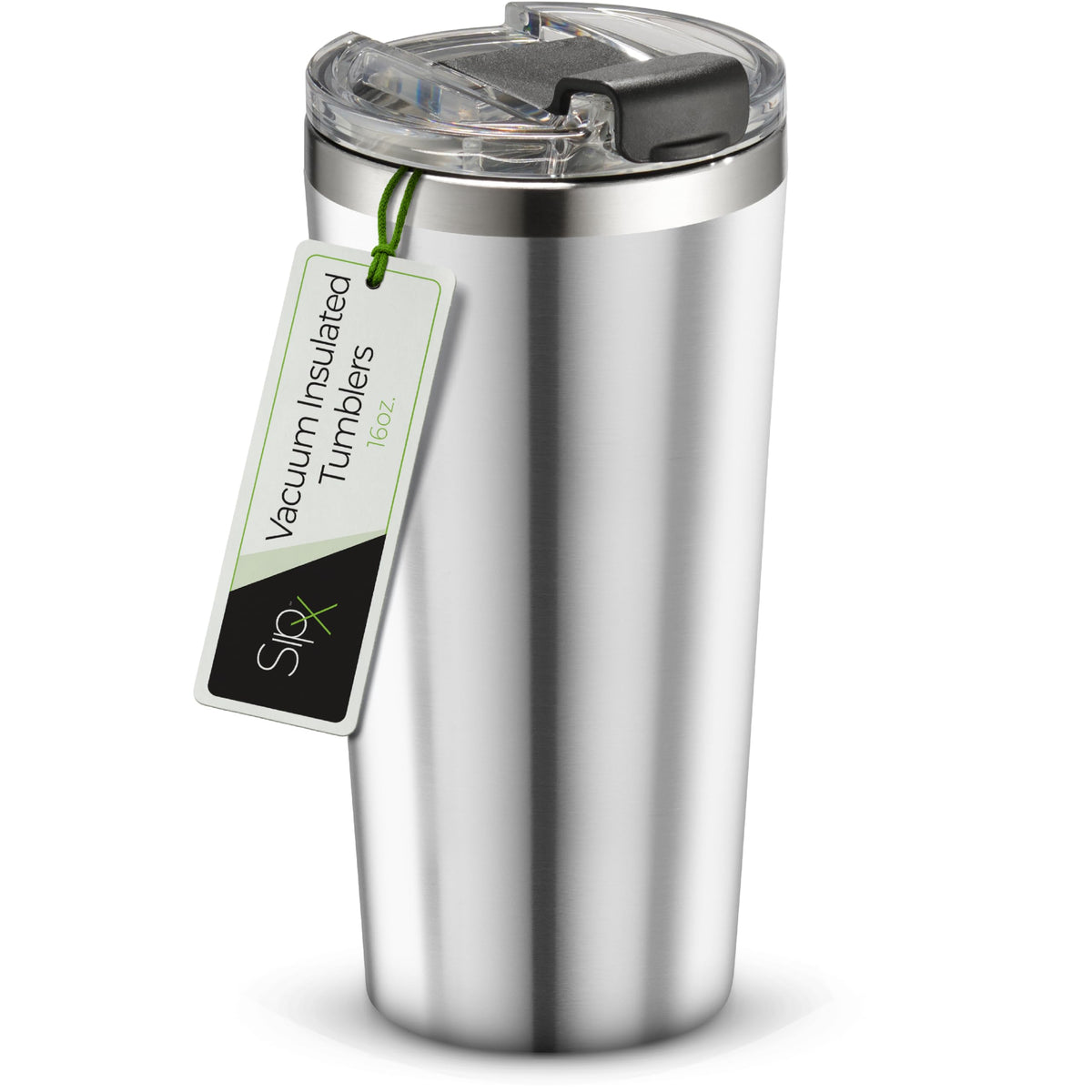 SIPX™ 16 oz Insulated Coffee Tumbler with Leakproof Lid – Stainless Steel, Vacuum Insulated – Keeps Drinks Hot or Cold for Hours – Cupholder Friendly Travel Mug – Black