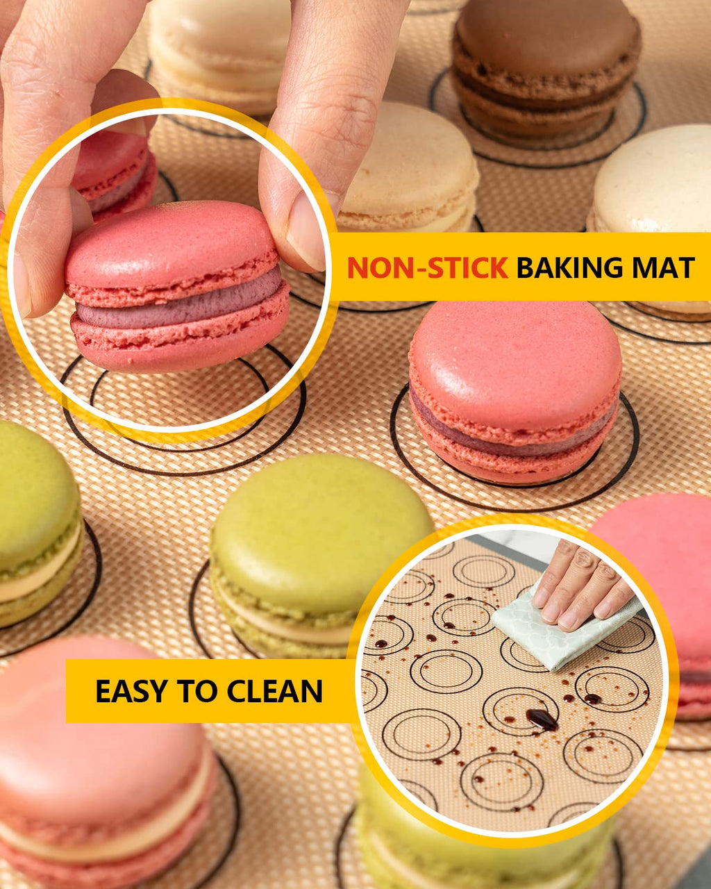 Katbite Macaron Silicone Baking Mat Set of 2 Grey