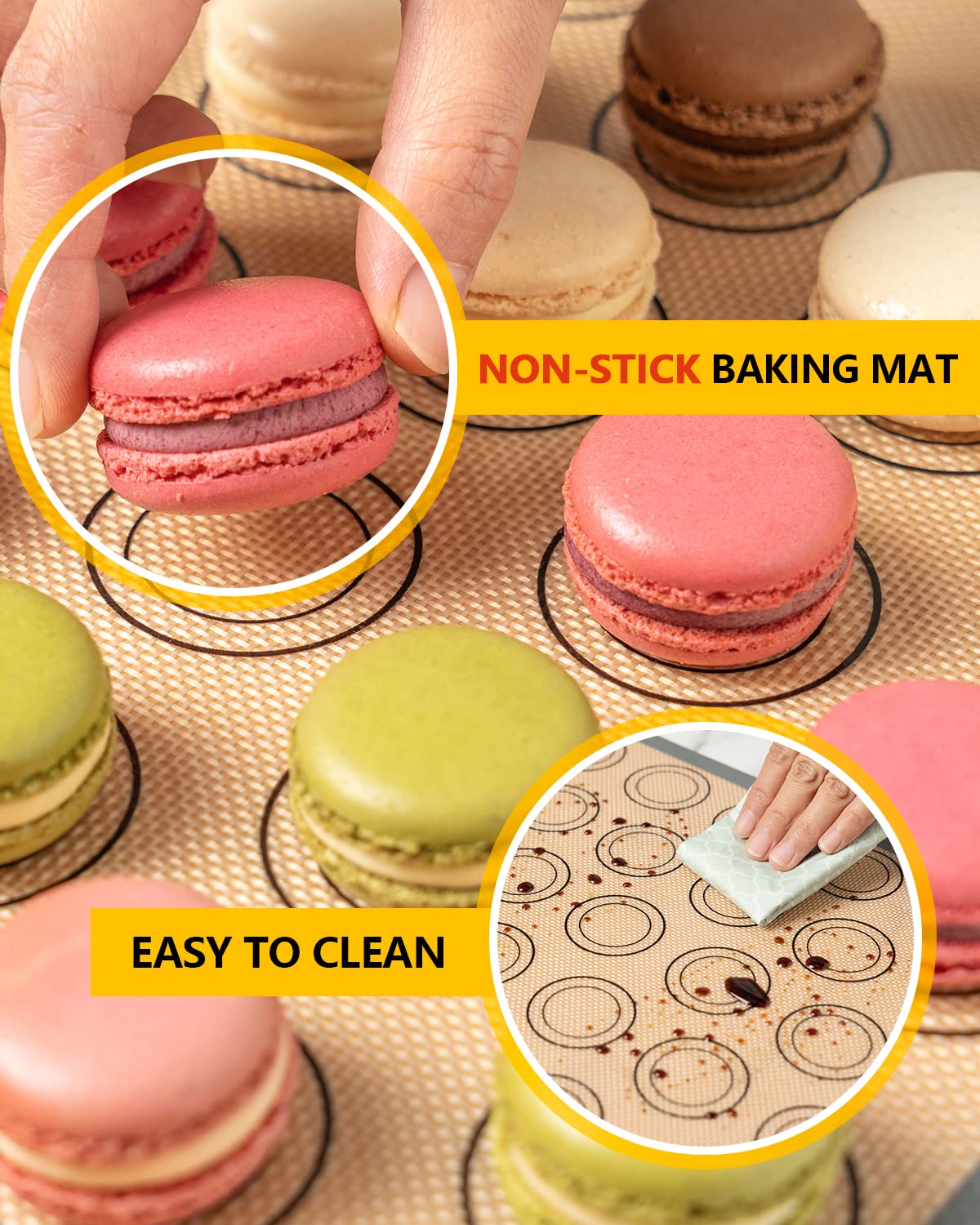 Katbite Macaron Silicone Baking Mat Set of 2 Grey