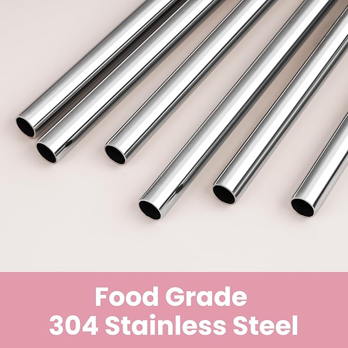 Tomorotec 6-Pack Reusable Stainless-Steel Straws with Silicone Tips, 3 Sizes Compatible with Stanley Tumblers 40OZ 30OZ 20OZ 14OZ, Dishwasher Safe, Includes 2 Cleaning Brushes (Candy Land)