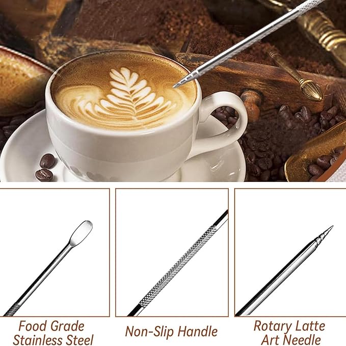 Coffee Tamper, 22 PCS Espresso Accessories Kit Including 51mm Coffee Tamper WDT Tool Tamper Mat Coffee Stirrer Latte Art Pen Milk Frothing Pitcher Coffee Stencils
