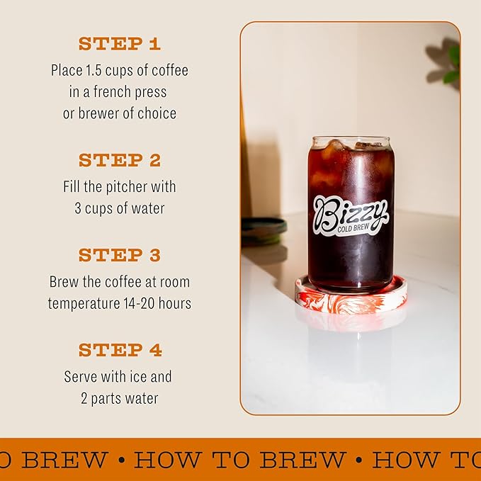 Bizzy Organic Cold Brew Coffee | Breakfast Blend | Coarse Ground Coffee | Medium-Light Roast | Micro Sifted | Specialty Grade | 100% Arabica | 2 LB