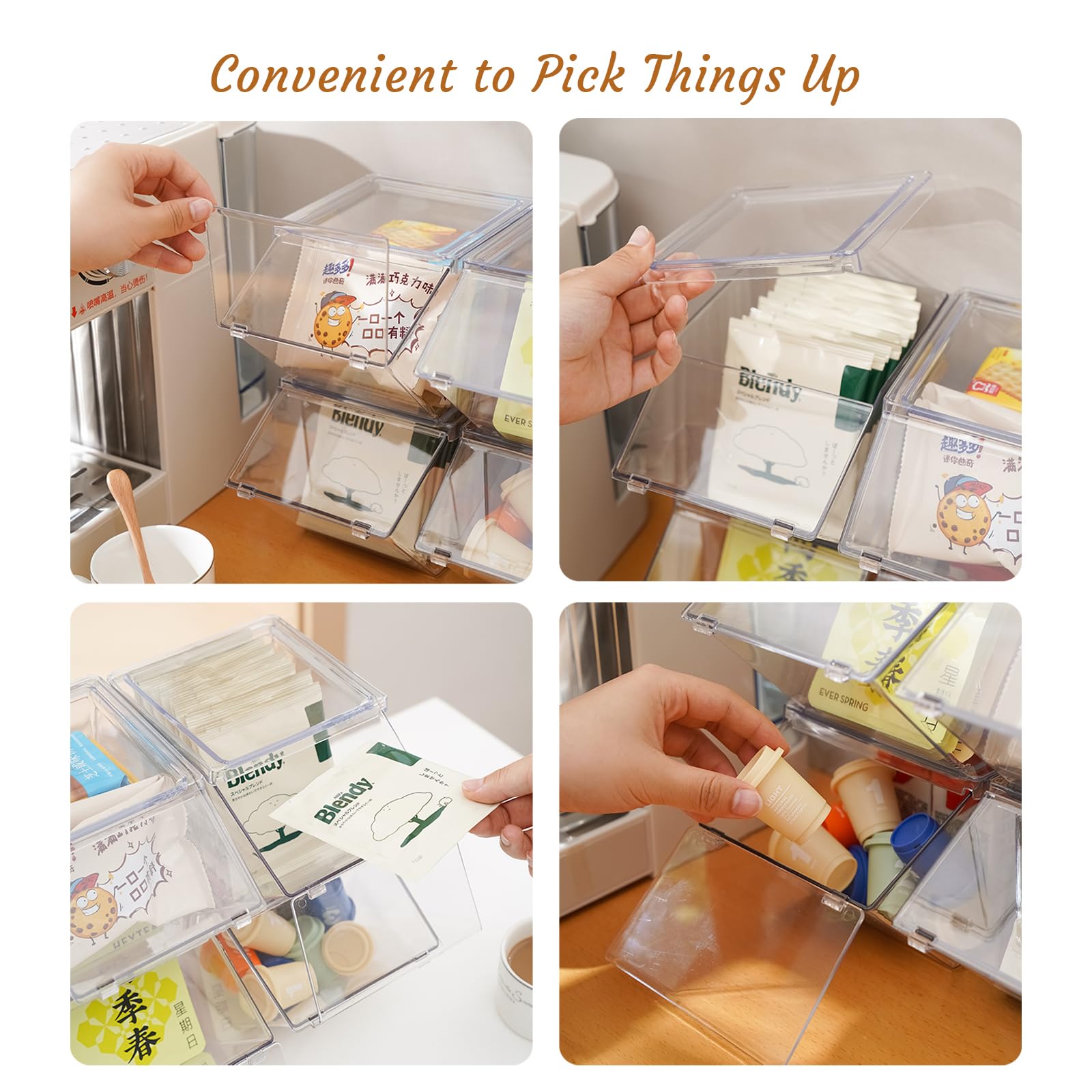 LLGWGL Front Opening Stackable Tea Bag Organizer, 2 Pack
