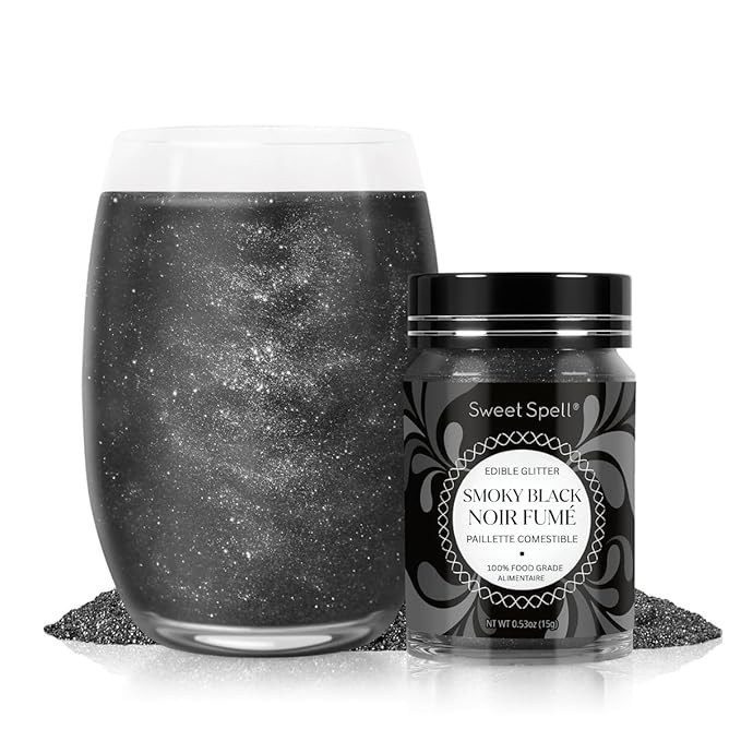 Sweet Spell Edible Glitter (15g) - Shimmer Sparkles for Drinks, Cakes, Cocktails - 100% Edible & Food Grade Glitter, Vegan, Gluten-Free (Black)
