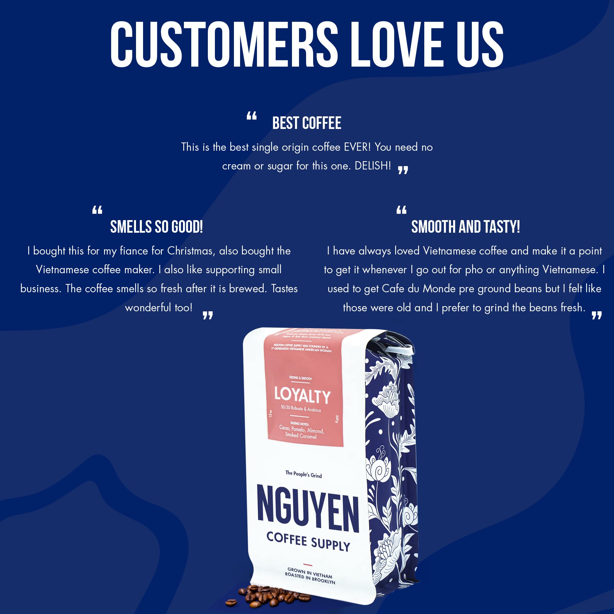 Nguyen Coffee Supply - Loyalty Signature Robusta & Arabica Blend: Medium Roast Premium Whole Coffee Beans, Vietnamese Single Origin, Low Acid, High Caffeine, Roasted in Brooklyn [5 Ib Bag]