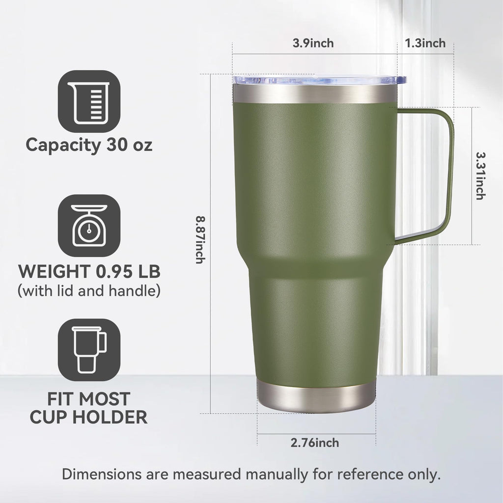 Cool Yoleb 30 oz Stainless Steel Tumblers Bulk with Handle and Lid, 4 Pack