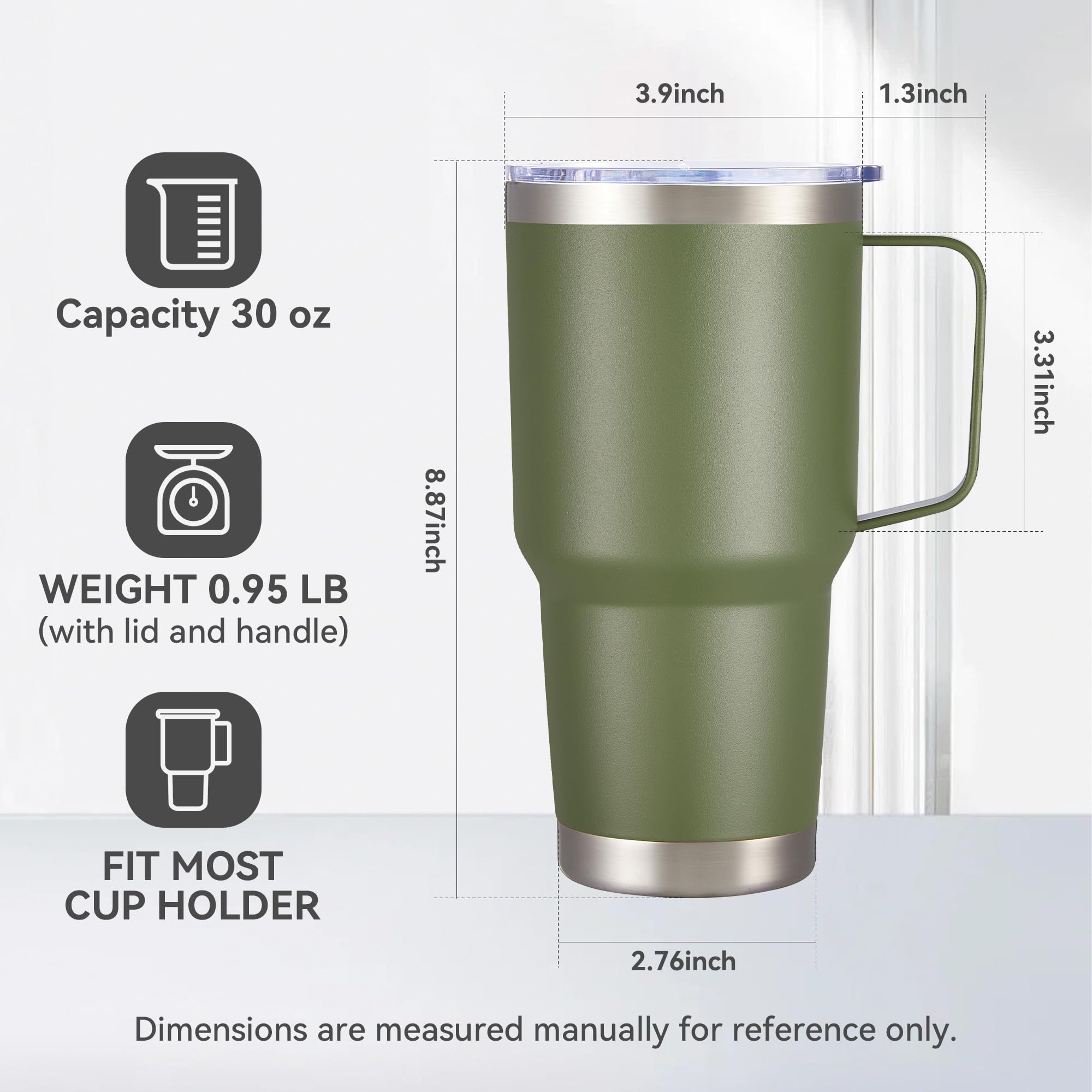 Cool Yoleb 30 oz Stainless Steel Tumblers Bulk with Handle and Lid, 4 Pack