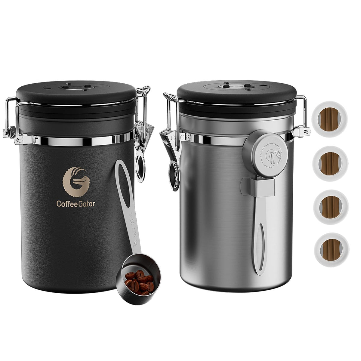 Coffee Gator Coffee Canister, 22oz Airtight Stainless Steel Container