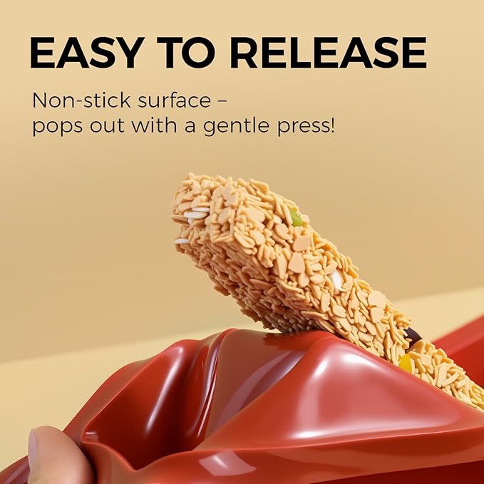 Granola Bar Molds, 8 Cavity Rectangle Granola Bar Silicone Mold for Energy Bars, Cereal, Protein, Brownie, Chocolate & Candy Molds(2 Pcs)
