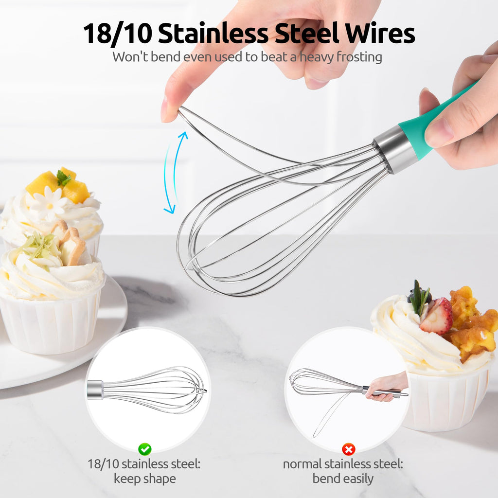 U-Taste Wire Whisk for Cooking, 18/10 Stainless Steel Wisk, S/Aqua Sky