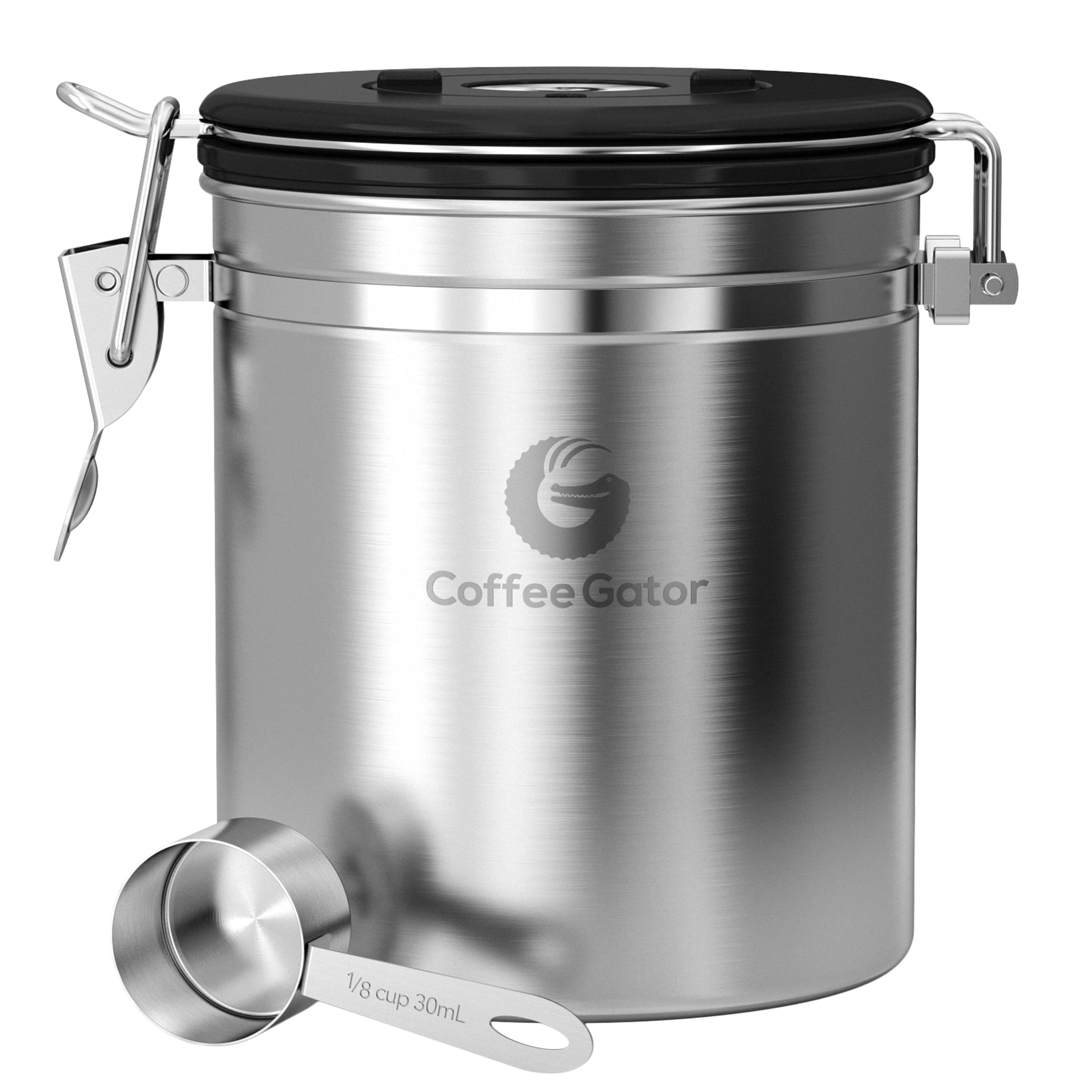 Coffee Gator Coffee Canister, 16oz Airtight Stainless Steel Container