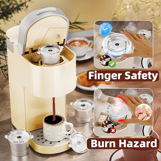 2 Pack Reusable K Cups Coffee Pods for Keurig 1.0: Stainless Steel Refillable K Cups - Reusable Coffee Filters for Keurig Coffee Machine, BPA-Free, SUS 304‌, Scoop, Heat Resistant Handles