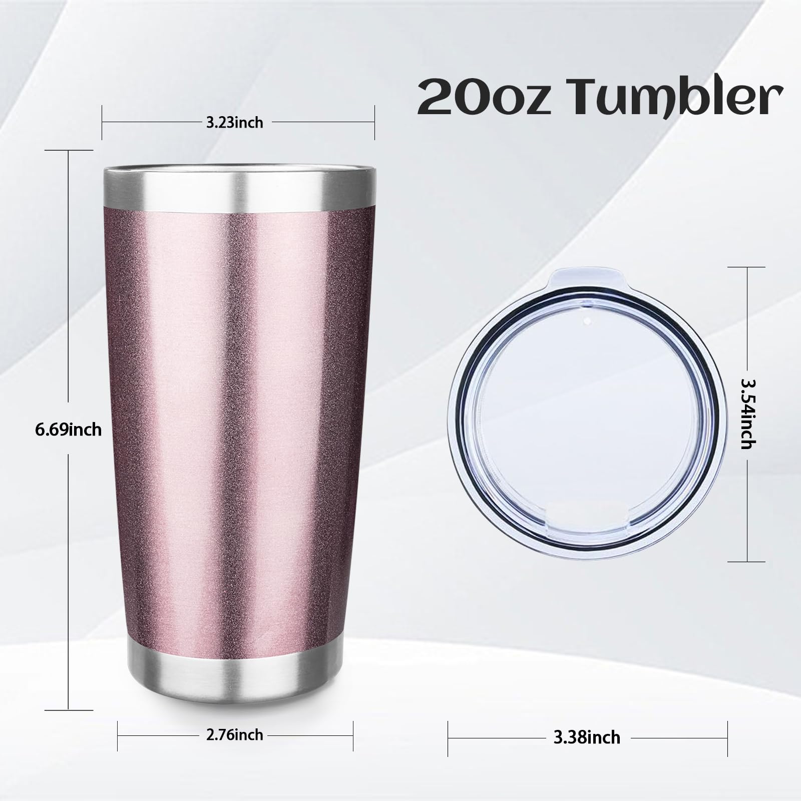 StarSpeed 8 Pack 20oz Stainless Steel Travel Coffee Tumbler,Rose Gold