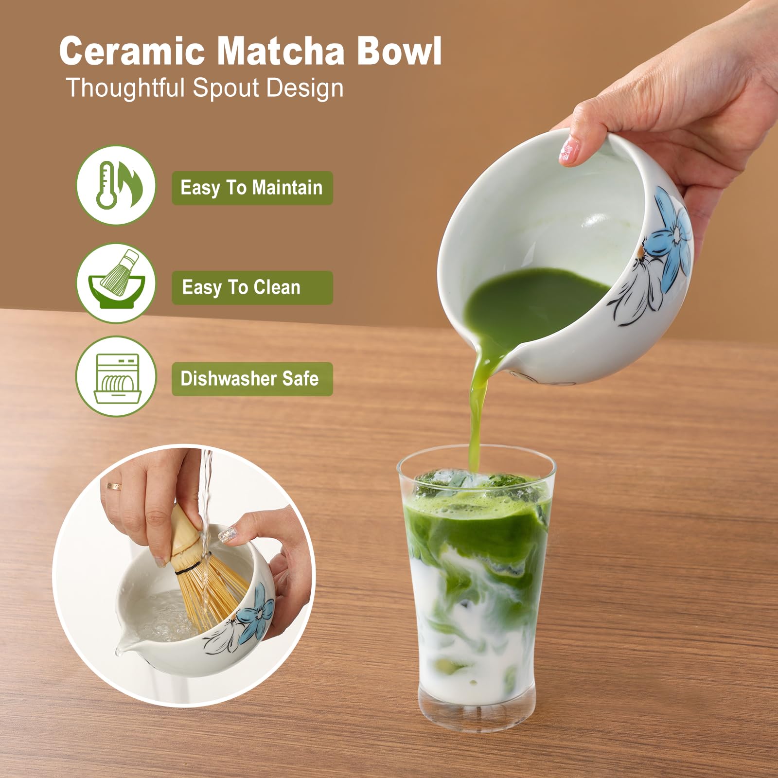 JunMu Matcha Whisk Set Cute,8pcs Matcha Set Whisk And Bowl,Matcha Kit Set With Bamboo Whisk,Ceramic Matcha Bowl,Sifter,Scoop,Holder,Towel,Stand,Spoon,Unique Gift for Japanese Matcha Tea Lover
