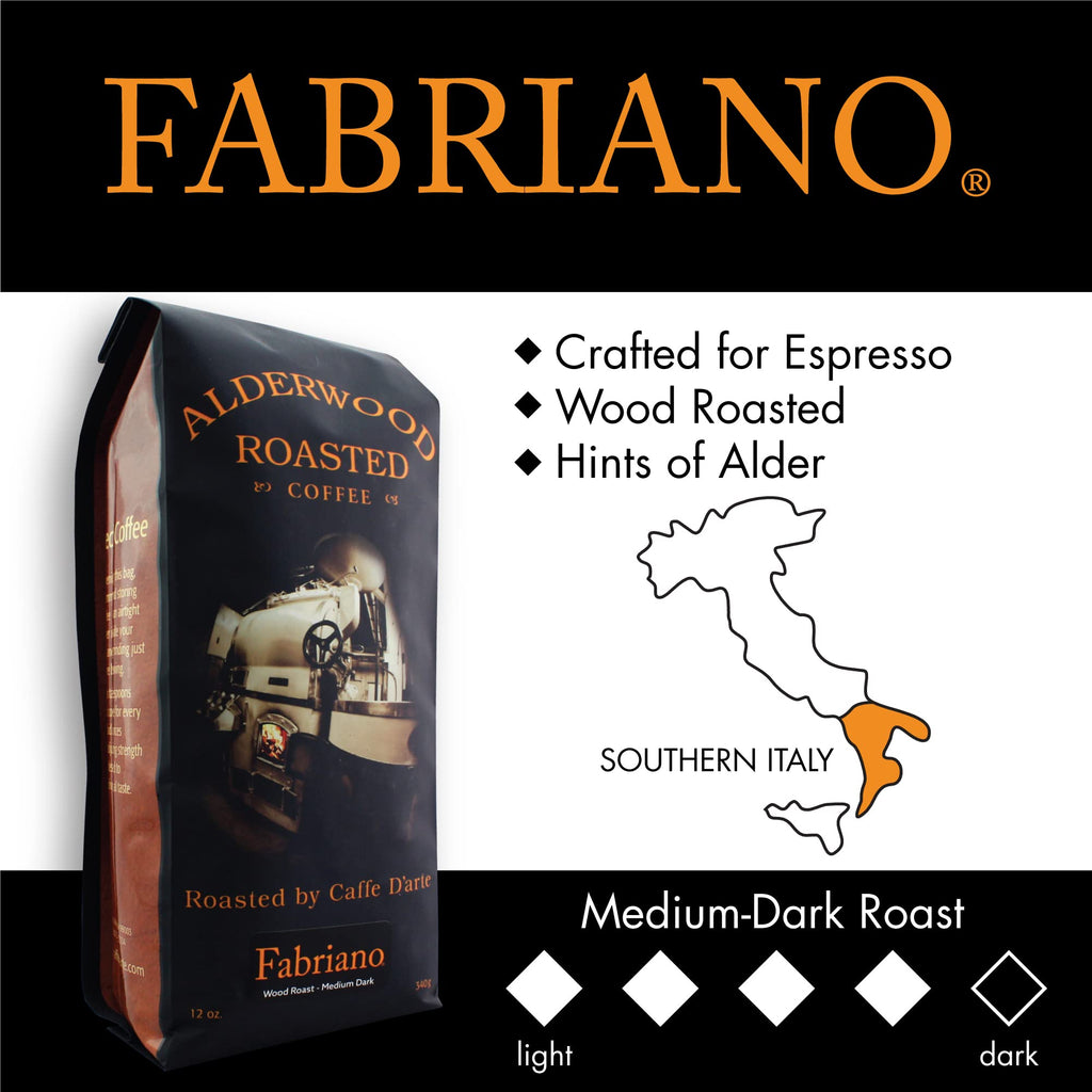 Caffe D'arte Fabriano Wood Roast Reserve Whole Bean Espresso, 12 oz