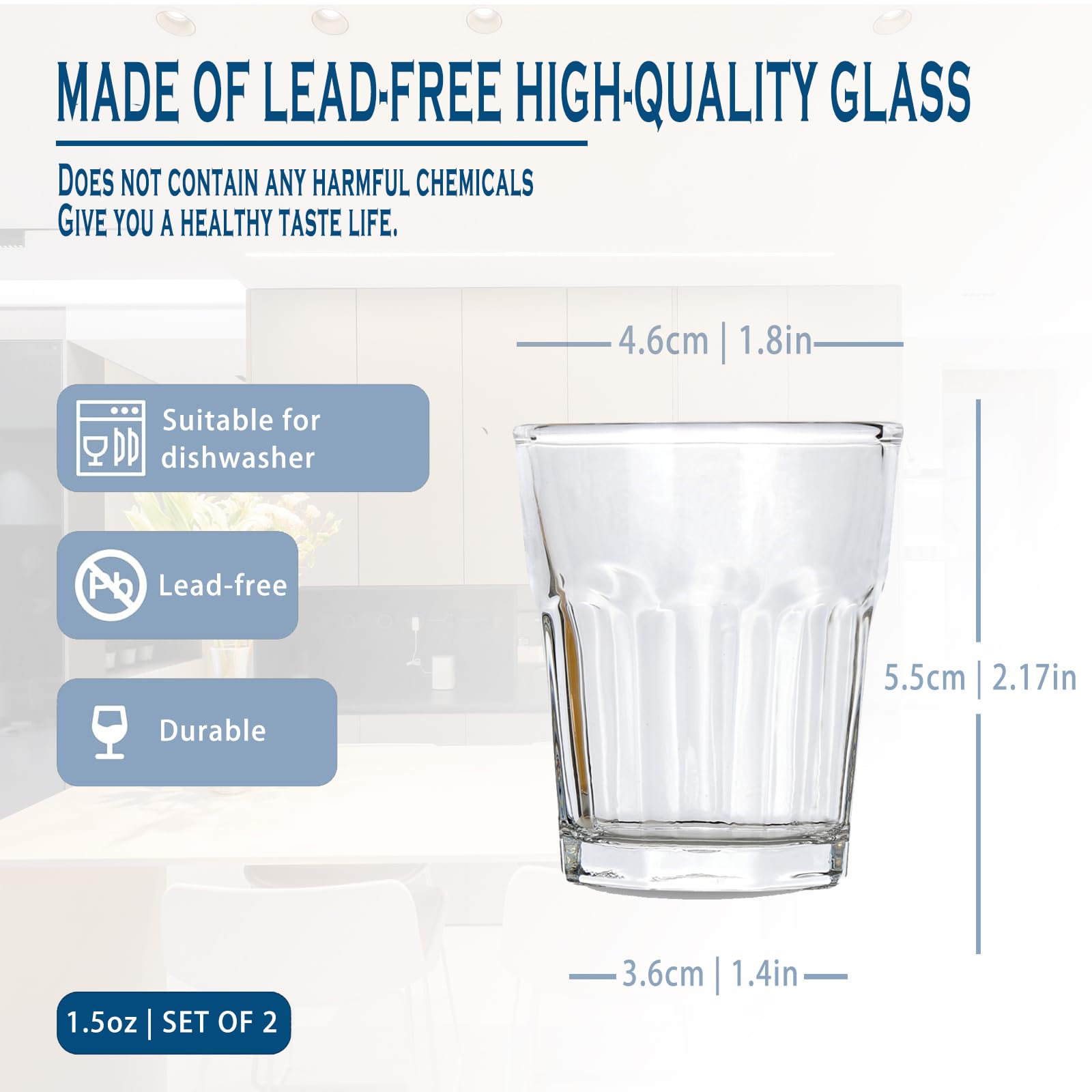 Soopiiso 16 Piece Shot Glasses Set 50ML/1.5oz.Small Espresso and LiquorGlasses for Whiskey TequilaVodka, Thick Glass Cups forPotter Style Cocktails Bar Party