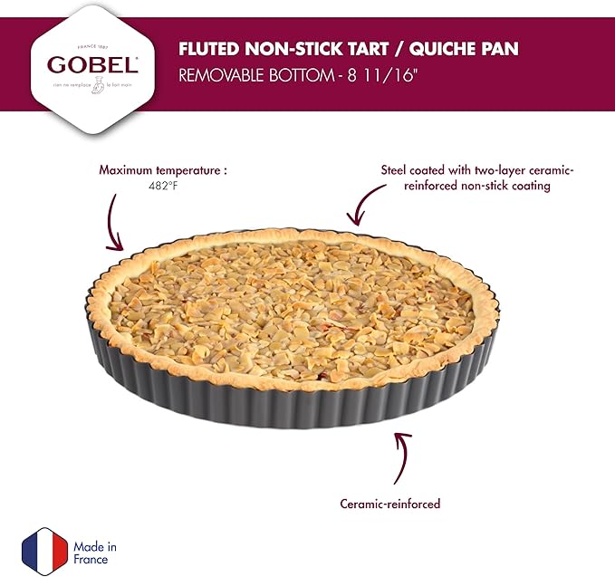 Paderno World Cuisine 8.625 Inch Fluted Non-Stick Tart Pan with Removable Bottom