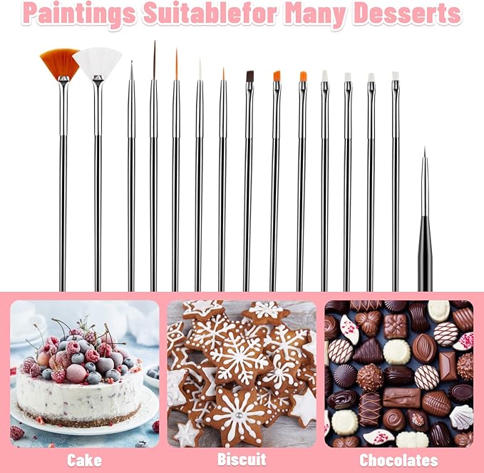 Cake Painting Brushes, 45 Pcs Cake Decorating Brushes Fondant Sugar DIY Tools Set Food Safe Baking Brush for Cake Cookie Icing Pastry
