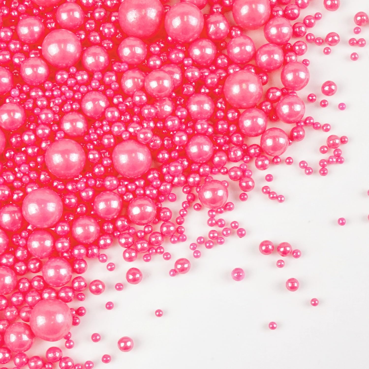 Deep Pink Pearl Sprinkles for Cake Decorating, 150g/5.29oz Mix Size, Edible Candy Sugar Pearls, Pearl Cake Decorations, Donuts&Cupcakes Topper, Wedding Party Birthday Supplies, Food Grade