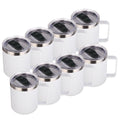 Volhoply 14oz Insulated Stainless Steel Coffee Mug with Lid Bulk 8 Pack,Not Suitable for Sublimation,Double Wall Vacuum Travel Coffee Cup with Handle, Reusable Metal Camping Mugs Keep Cold(White,8)