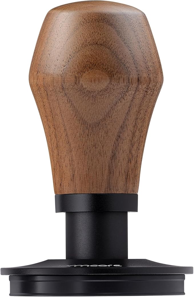Normcore 58.5mm Espresso Coffee Tamper V4 - Spring Loaded Tamper With Titanium PVD Coating Ripple Base -15lb / 25lb / 30lbs Replacement Springs, Genuine American Walnut Handle