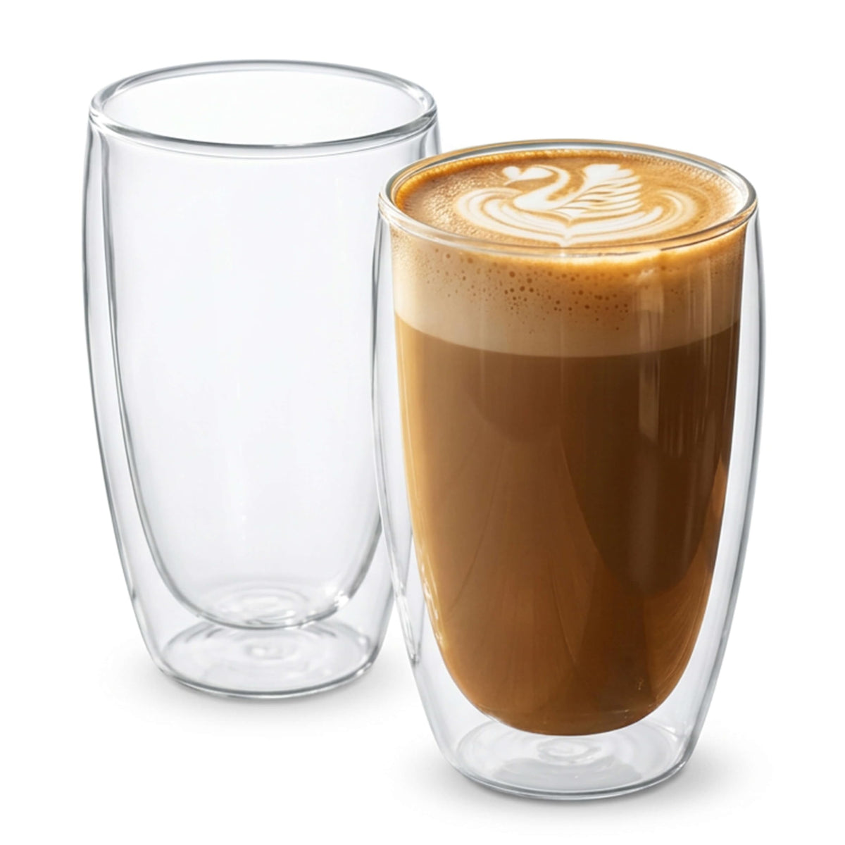 DOPUDO 17oz Double Wall Glass Coffee Mugs Set of 2, Insulated Coffee Mug, Clear Borosilicate Glass Coffee Cups for Cappuccino, Tea, Lightweight and Microwave Safe