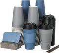 LITOPAK 100 Pack 16 oz Disposable Coffee Cups with Lid, Sleeve, Stirrers