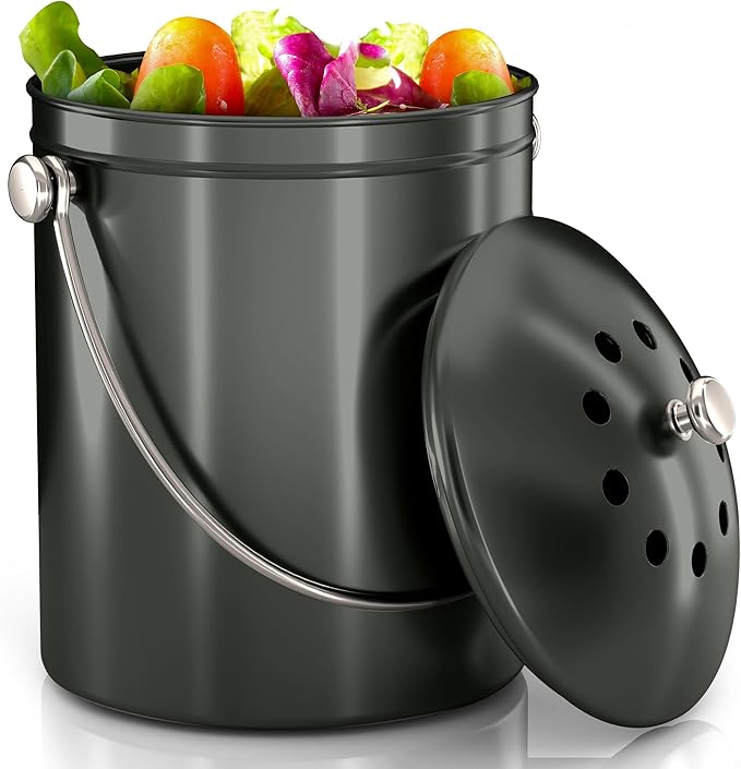 Utopia Kitchen Countertop Compost Bin 1.3 Gallon, Stainless Steel