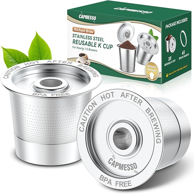 2 Pack Reusable K Cups Coffee Pods for Keurig 1.0: Stainless Steel Refillable K Cup - Reusable Coffee Filter for Keurig 1.0 Coffee Maker, Permanent, Eco-Friendly, Innovative Design