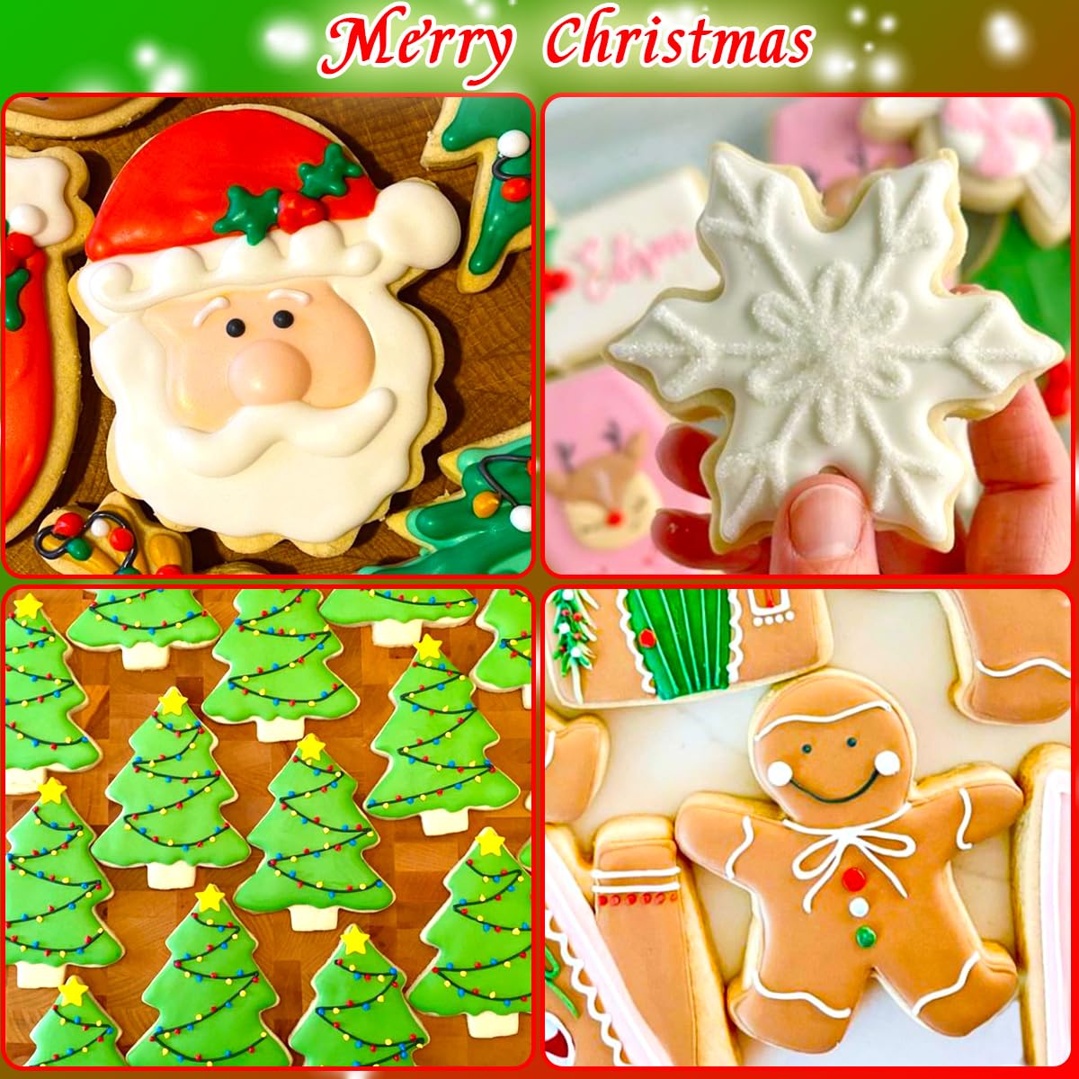 Kanehosi Christmas Cookie Cutters 6Pcs Large, Christmas Theme Cookie Cutter