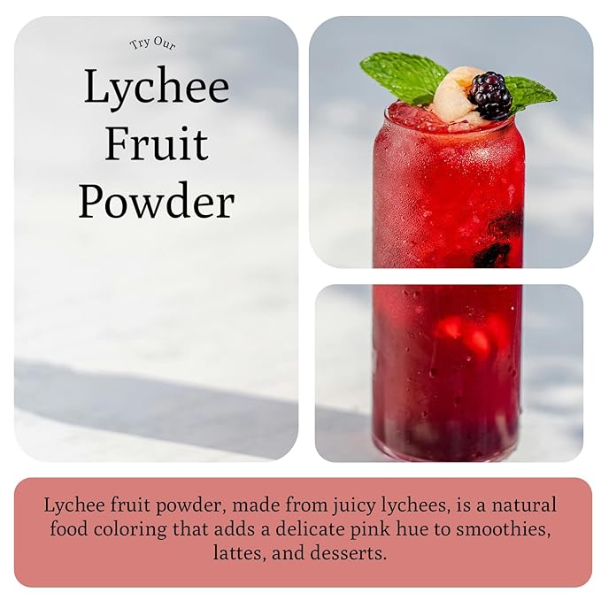 Ancient Roots Freeze-Dried Lychee Fruit Powder – 100% Organic, All-Natural Food Coloring, Rich in Antioxidants, No Added Sugar or Preservatives, 25 Servings (3.5 oz)