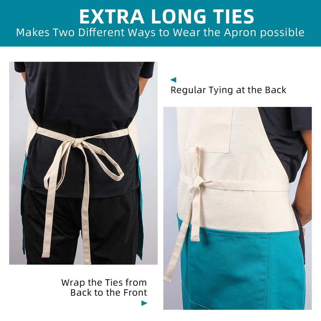 Alex Virtue Chef Apron Unisex Two-Tone Professional Kitchen Bib Apron with 2 Pockets Cooking, Grilling, and Baking Gift