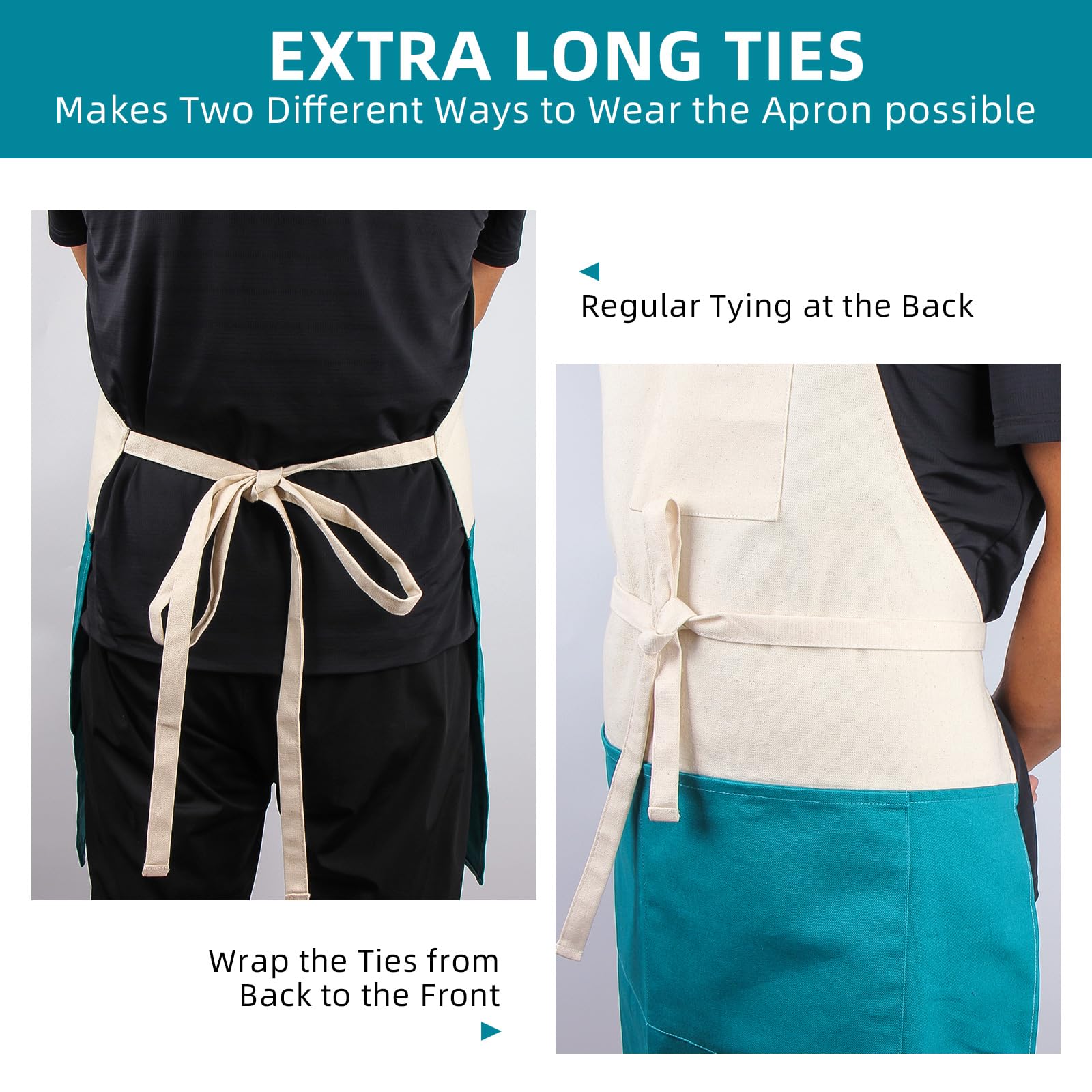 Alex Virtue Chef Apron Unisex Two-Tone Professional Kitchen Bib Apron with 2 Pockets Cooking, Grilling, and Baking Gift