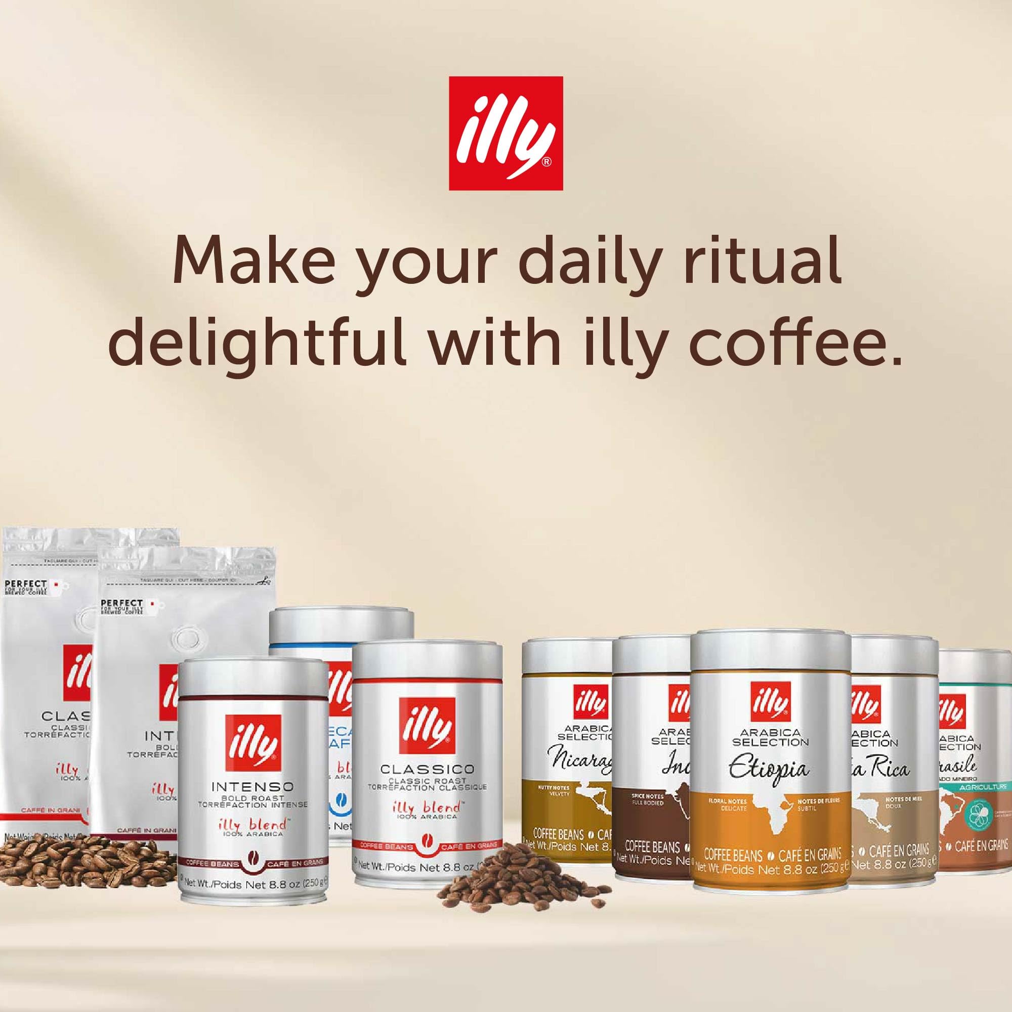 illy Whole Bean Coffee, Etiopa Single Origin Medium Roast, 8.8oz, 6 Pack