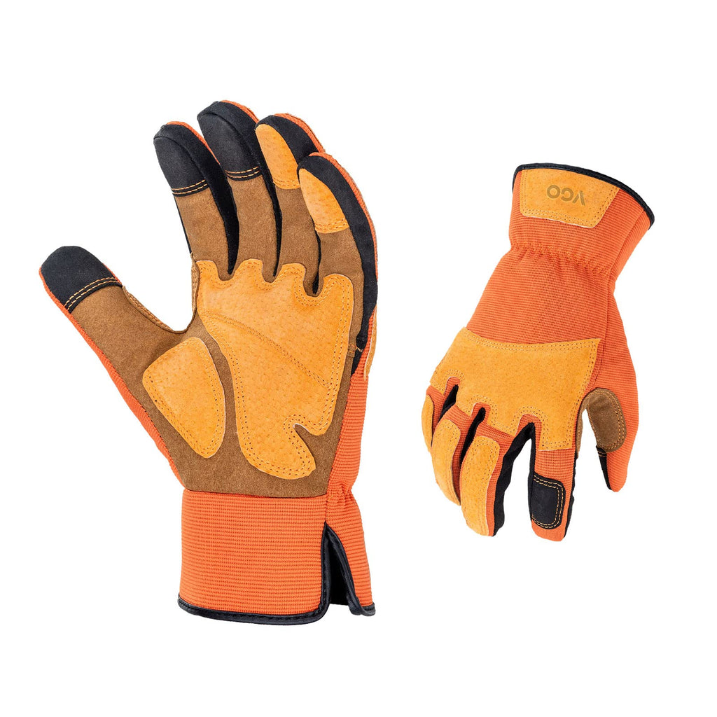 Vgo... 1-Pair Gardening Gloves Men, Safety Work Gloves, Puncture-proof, Thornproof, Touchscreen (Orange,XXL,SL7475)