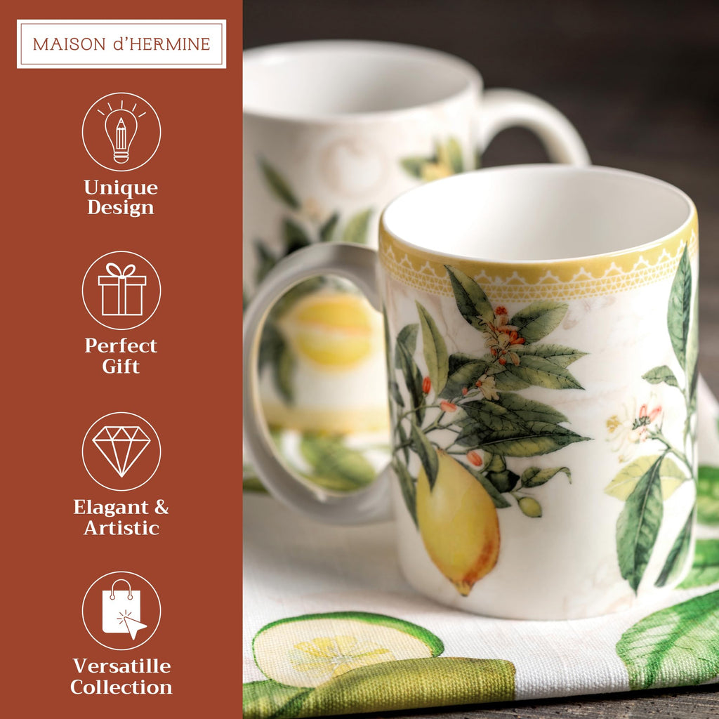 Maison d' Hermine Coffee Mug with Handles Tea Cups (12 Ounce, Pack of 2)