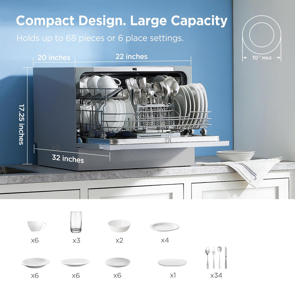 Midea Countertop Dishwasher Portable, 6 Place Settings, Energy Star