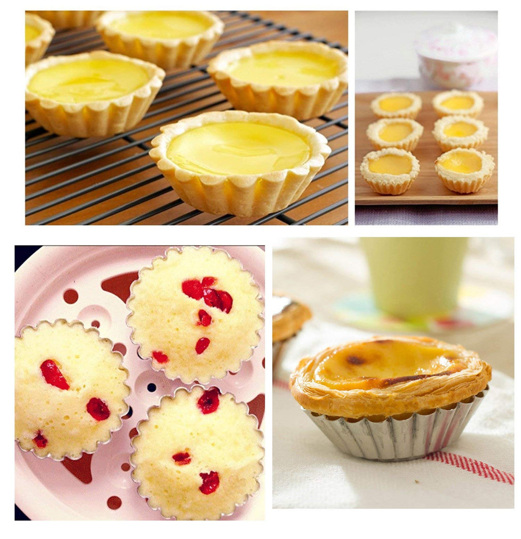 Tosnail 50 Pieces Aluminum Egg Tart Mold Small Tart Pie Tin Mini Cupcake Cake Muffin Cookie Mold Baking Cups