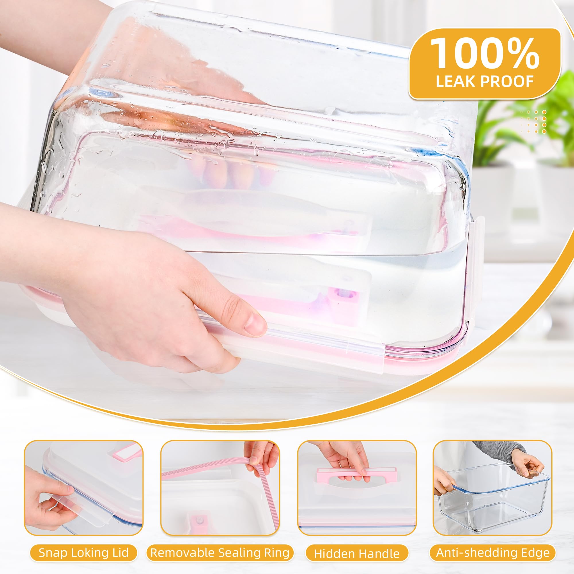LOVYANXUE 190oz / 24Cup Extra Large Glass Storage Containers with Lids, Glass Bread Box Airtight Bread Container, Ideal Food Storage Containers, Roasting Turkey/Chicken/Cookie, Oven&Dishwasher Safe