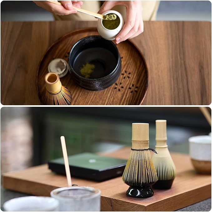 HARFINGTON Ceramic Chasen Stand 70mm Matcha Whisk Holder Teas Set Whisks Stand Traditional Matcha Tea Chasen Holder Tea Set Accessories for Tea Tasting, Dark Cyan
