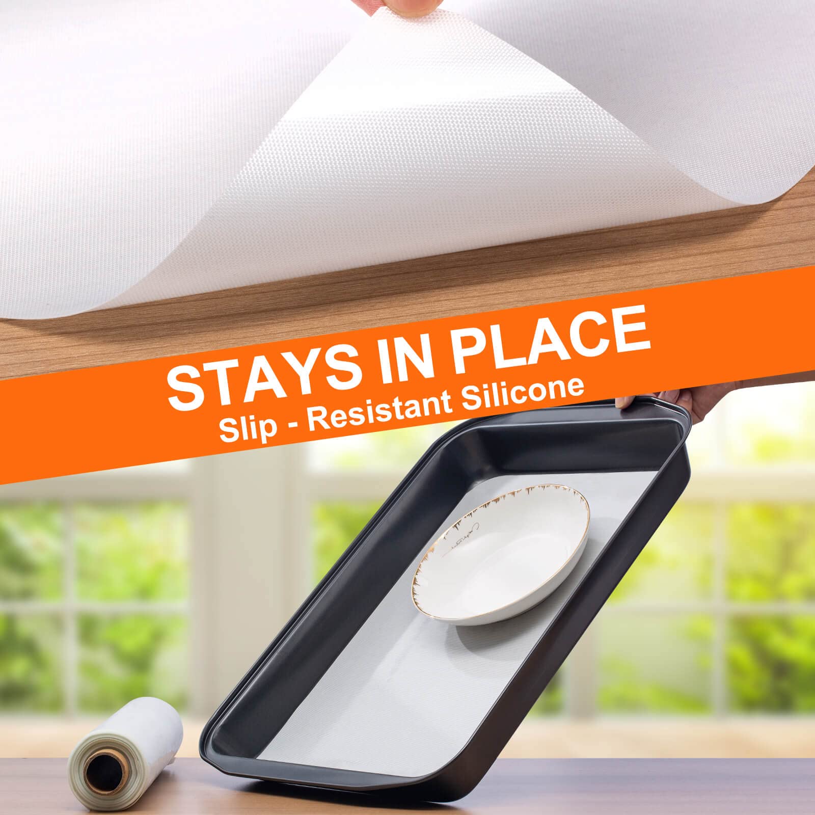 Silicone Baking Mat Roll -16IN x 10FT Non Stick Heat Resistant Food Grade Baking Mats, No Slip Reusable Freeze Dryer Mat,Pastry Mat,Countertop Protector Mat, Washable Oil-Proof Refrigerator Liners